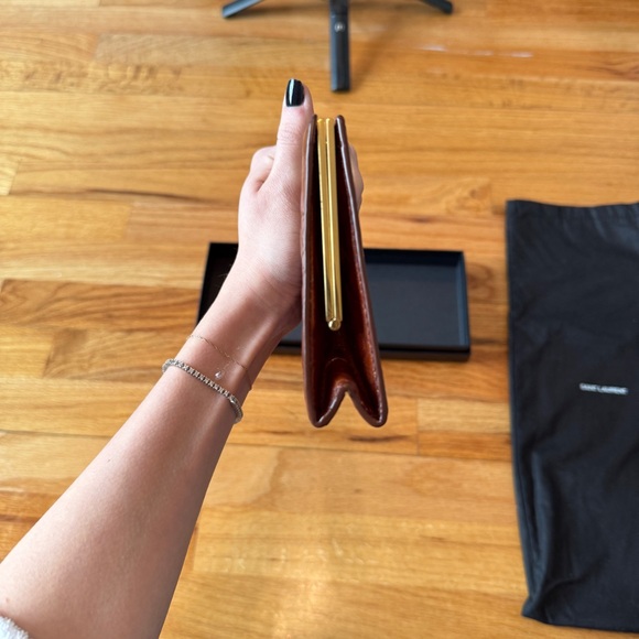 Saint Laurent Brown Crocodile Leather Embossed Croc Midnight Clutch Small - Picture 7 of 16